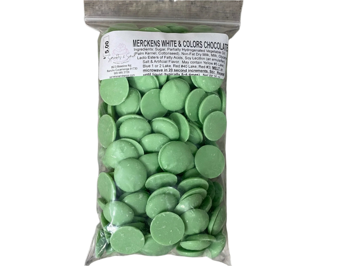 Merckens Light Green Chocolate Wafers